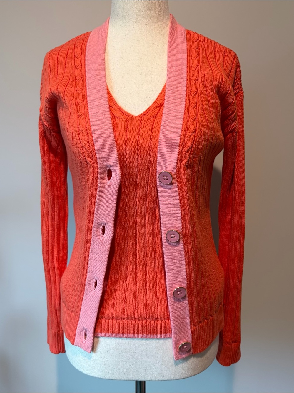 Talbots Orange Ribbed V-Neck Tank Top - Picture 6 of 6